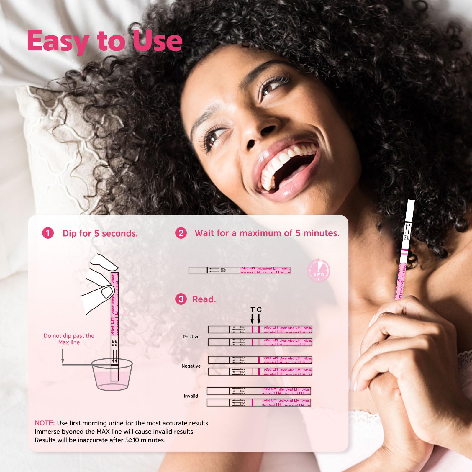 Ovulation test strip with collection cups from MomMed LH25
