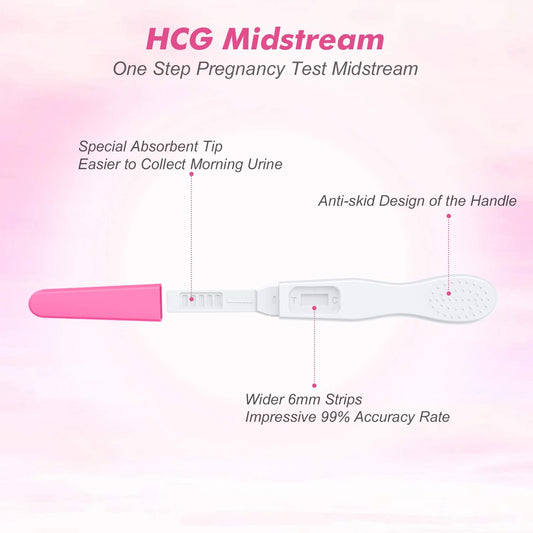 Six individually wrapped pregnancy tests in a blister pack