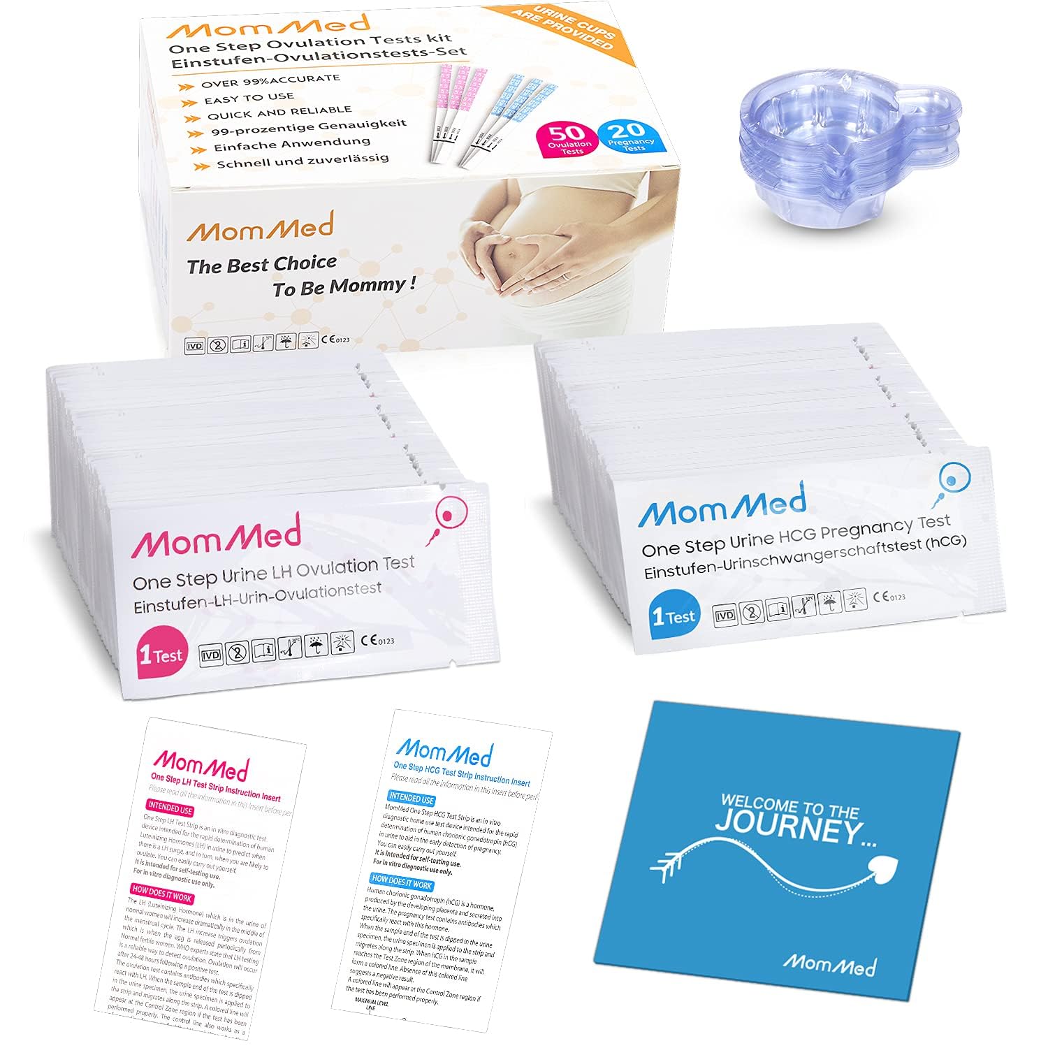 Complete MomMed at-home fertility and pregnancy testing kit components