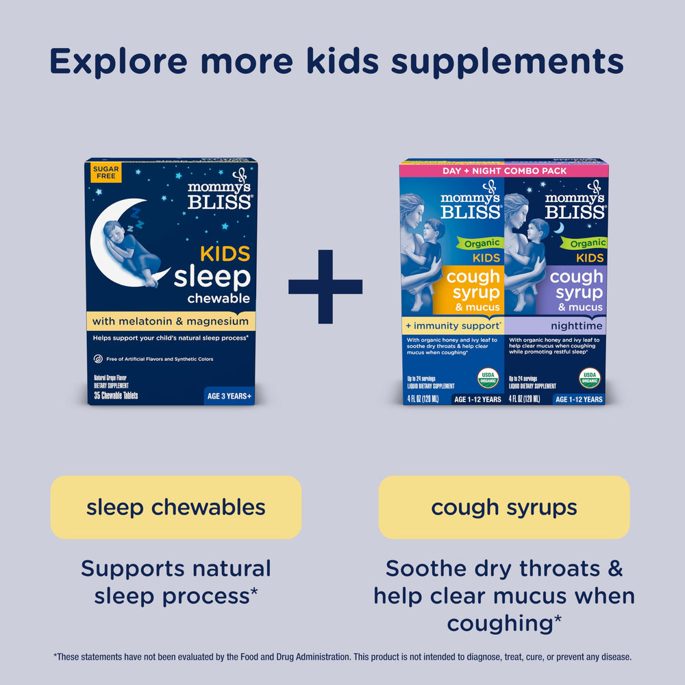 Mommy's Bliss gummies on table ready for bedtime routine