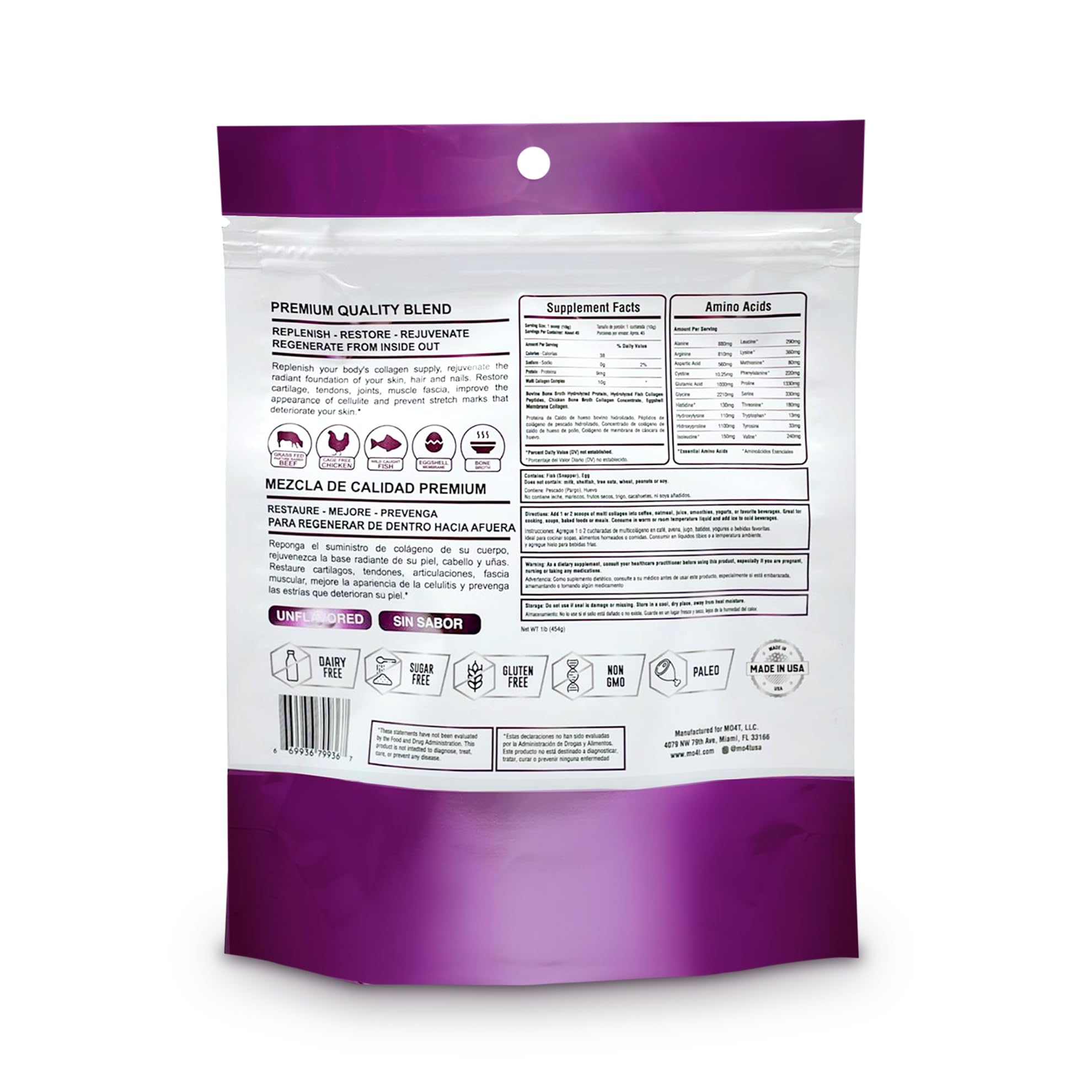 USA-made collagen supplement label