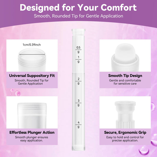 Momsnug vaginal applicator dosage markings enable precise amount control during application.