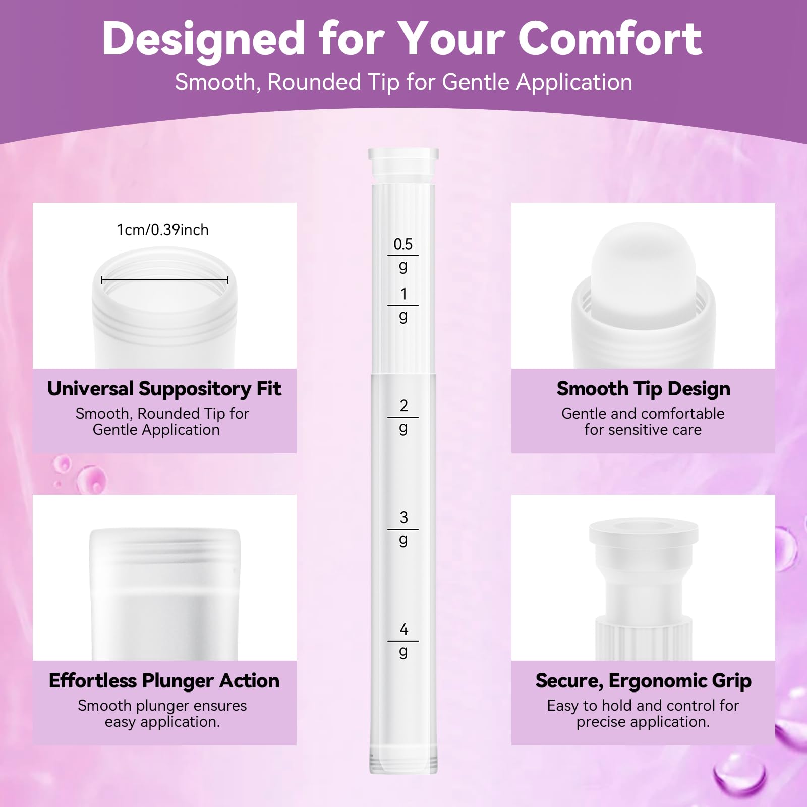 Momsnug vaginal gel applicator shows dosage markings to help control application amount