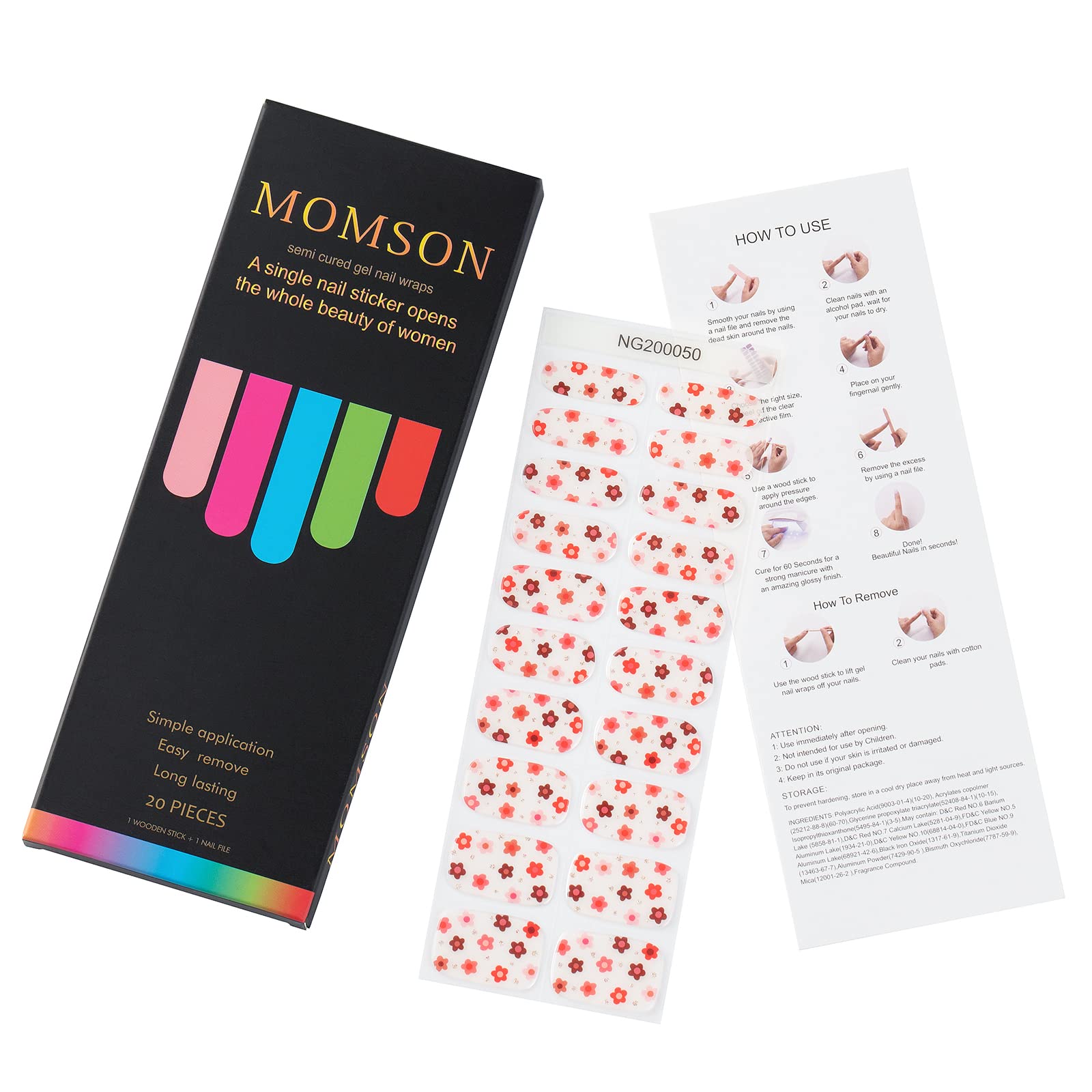 MOMSON glossy finish gel wrap highlights salon-grade shine