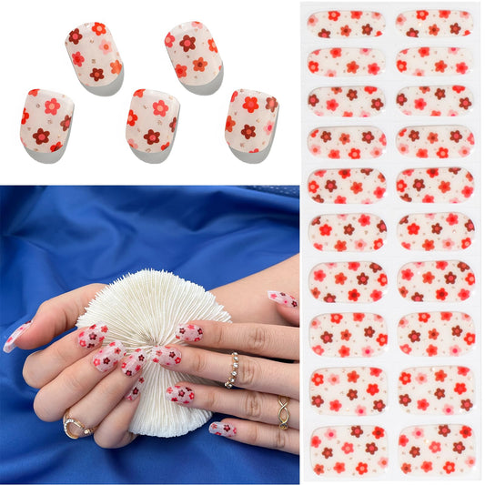 MOMSON gel nail wraps with small flowers for at-home salon-like manicure