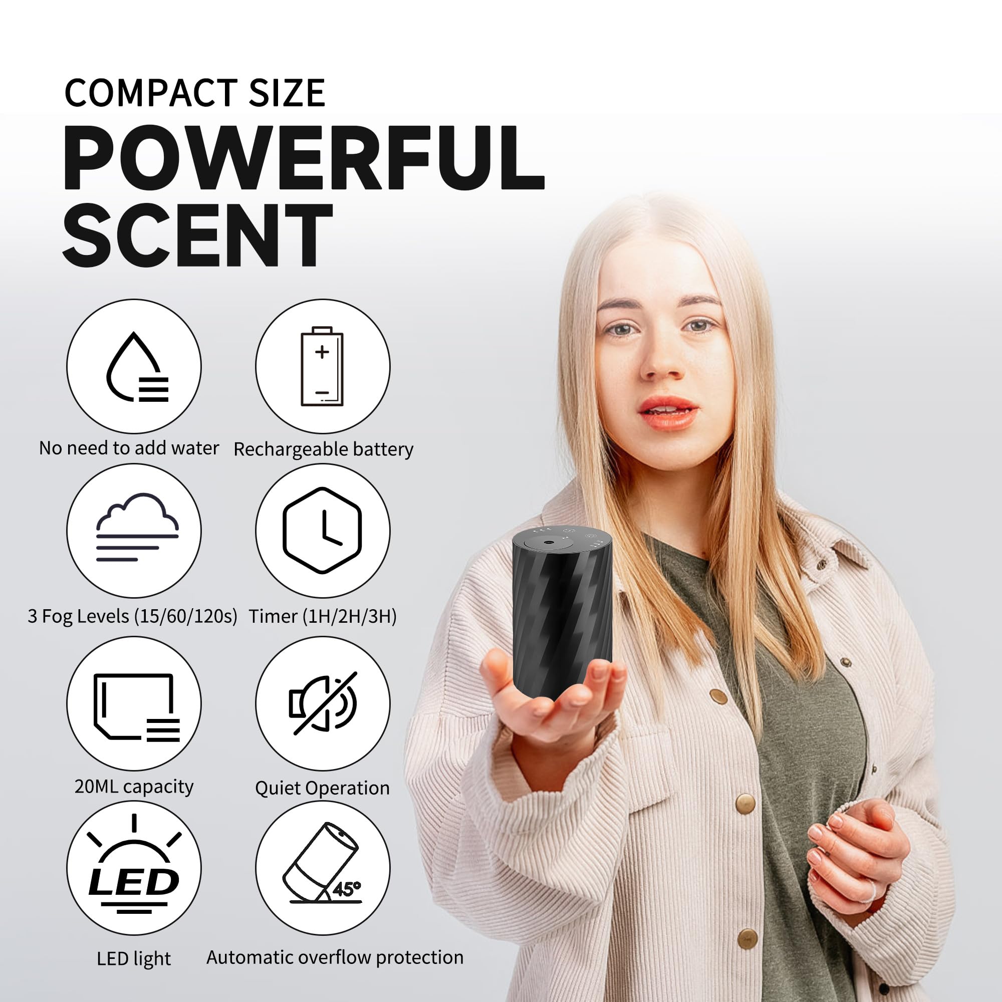 Moncer diffuser in a dim bedroom with soft glow for relaxing ambience