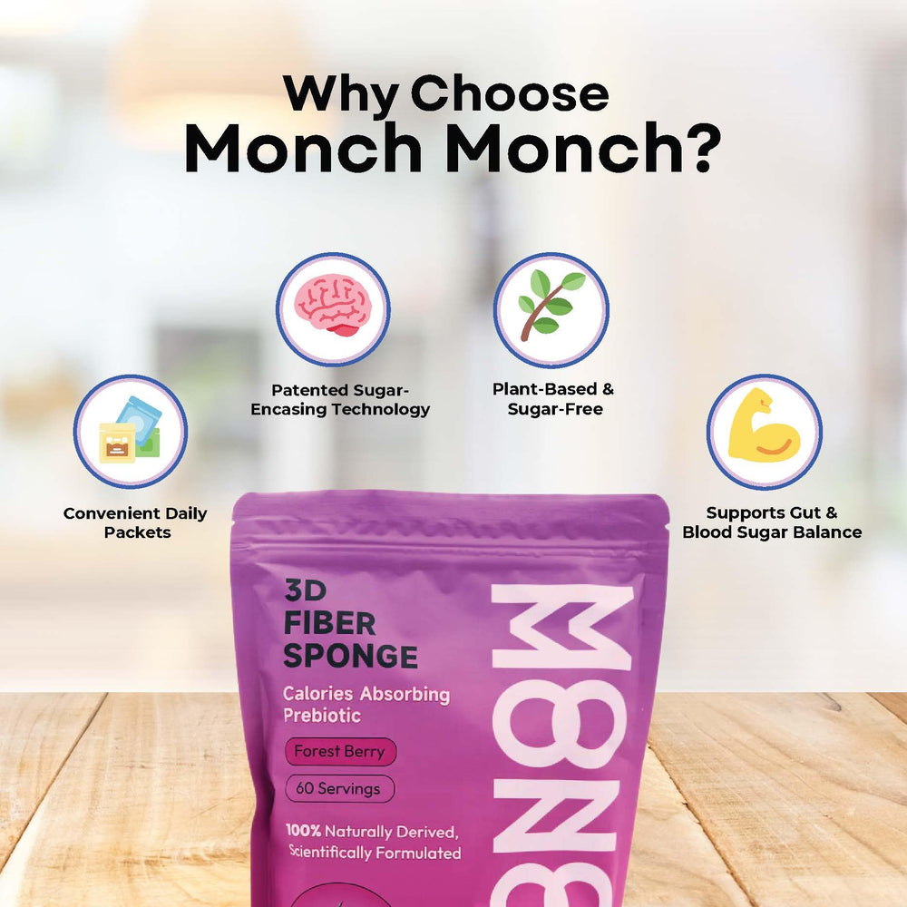 Monch Monch forest-berry bottle and box for convenient gut health support.
