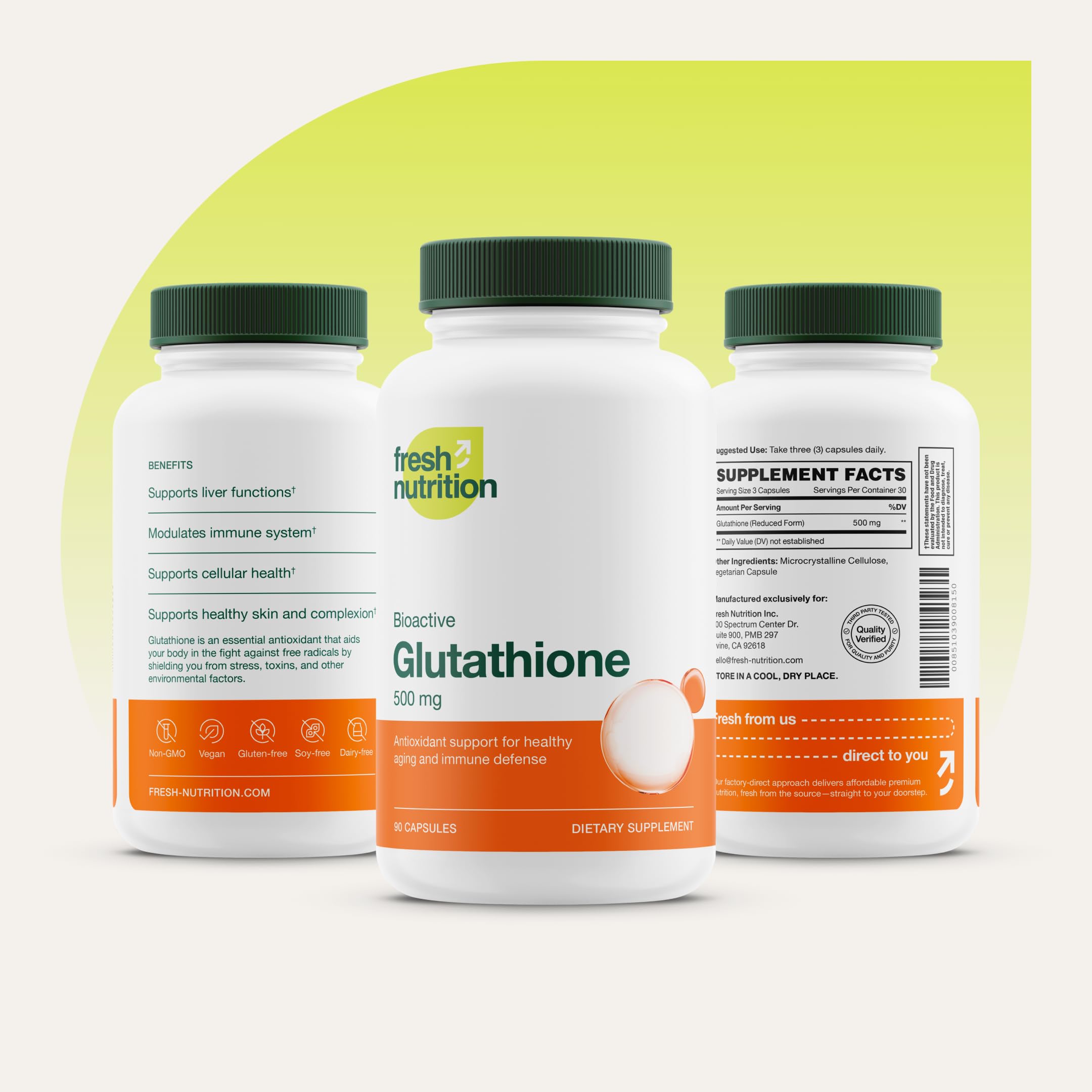 Satisfaction guaranteed money-back seal on glutathione pack