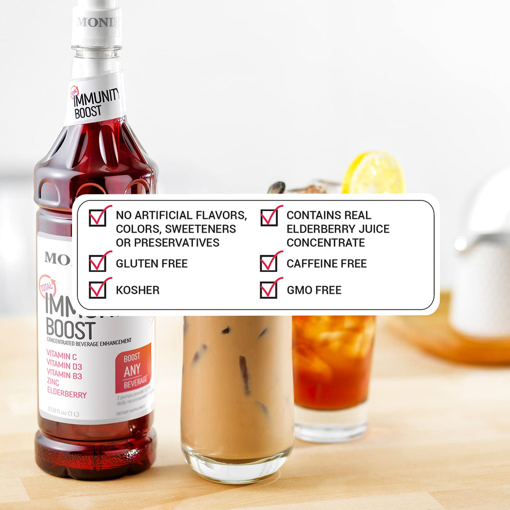 Iced tea prepared with Monin Total Immunity Boost