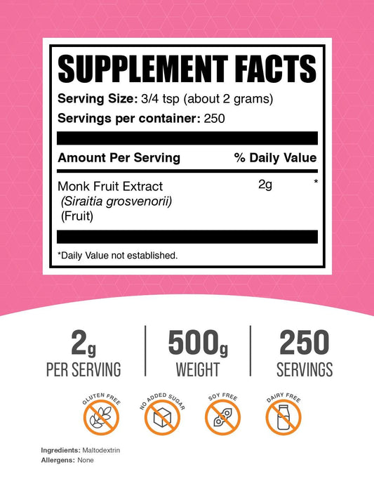 Luo Han Guo Monk Fruit Extract Powder 2g per Serving