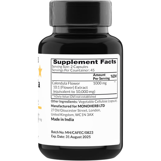 Calendula flower extract capsules 1000 mg close-up