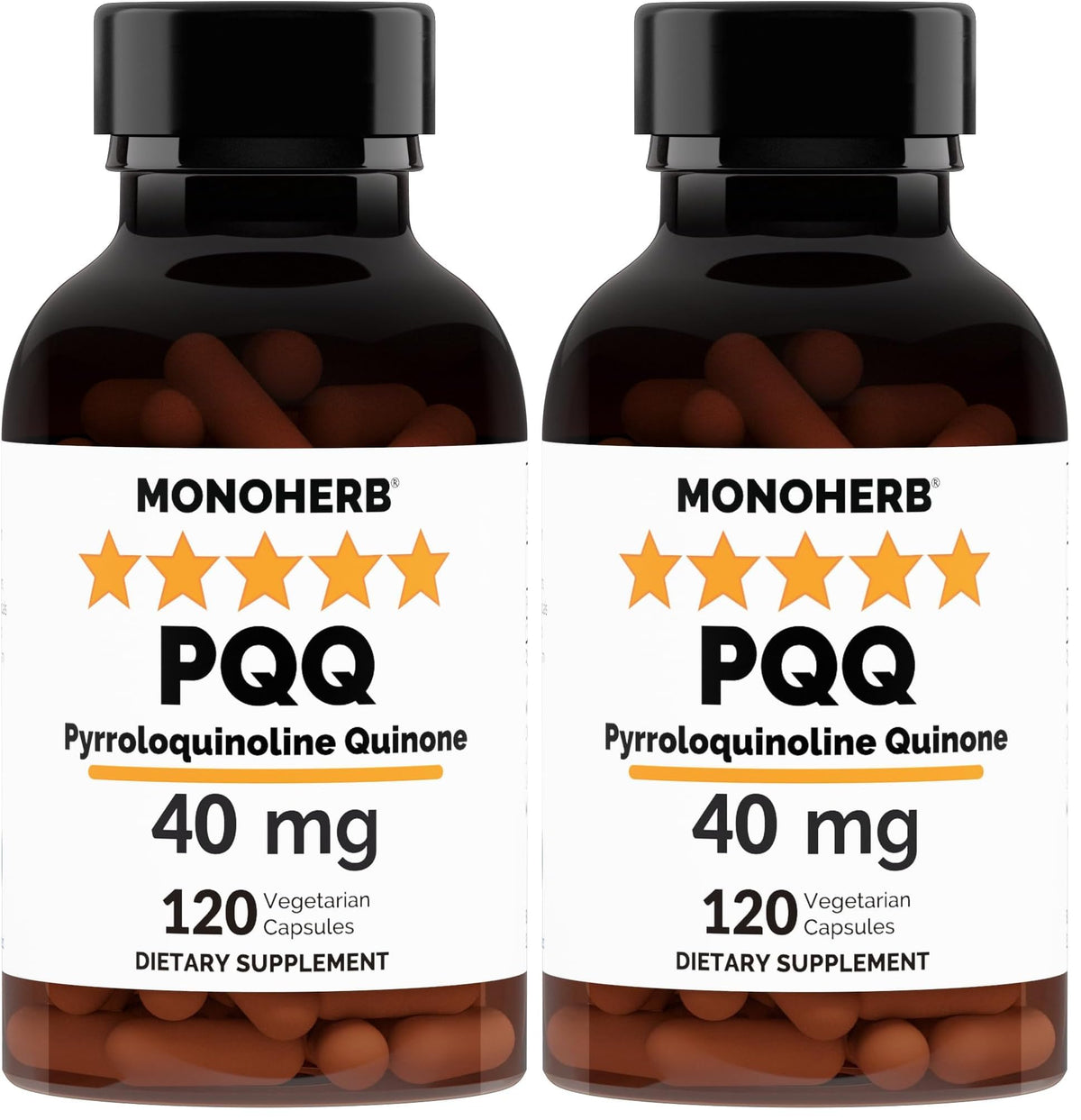 MONOHERB PQQ 40 mg bottle – front view (pack of 2)