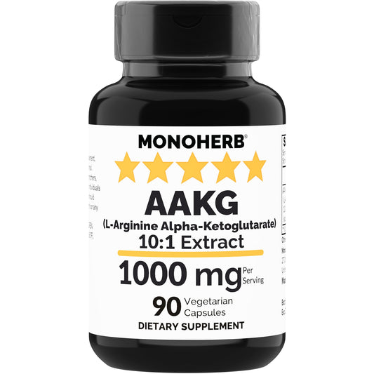 MONOHERB AAKG bottle label showing 1000 mg per serving