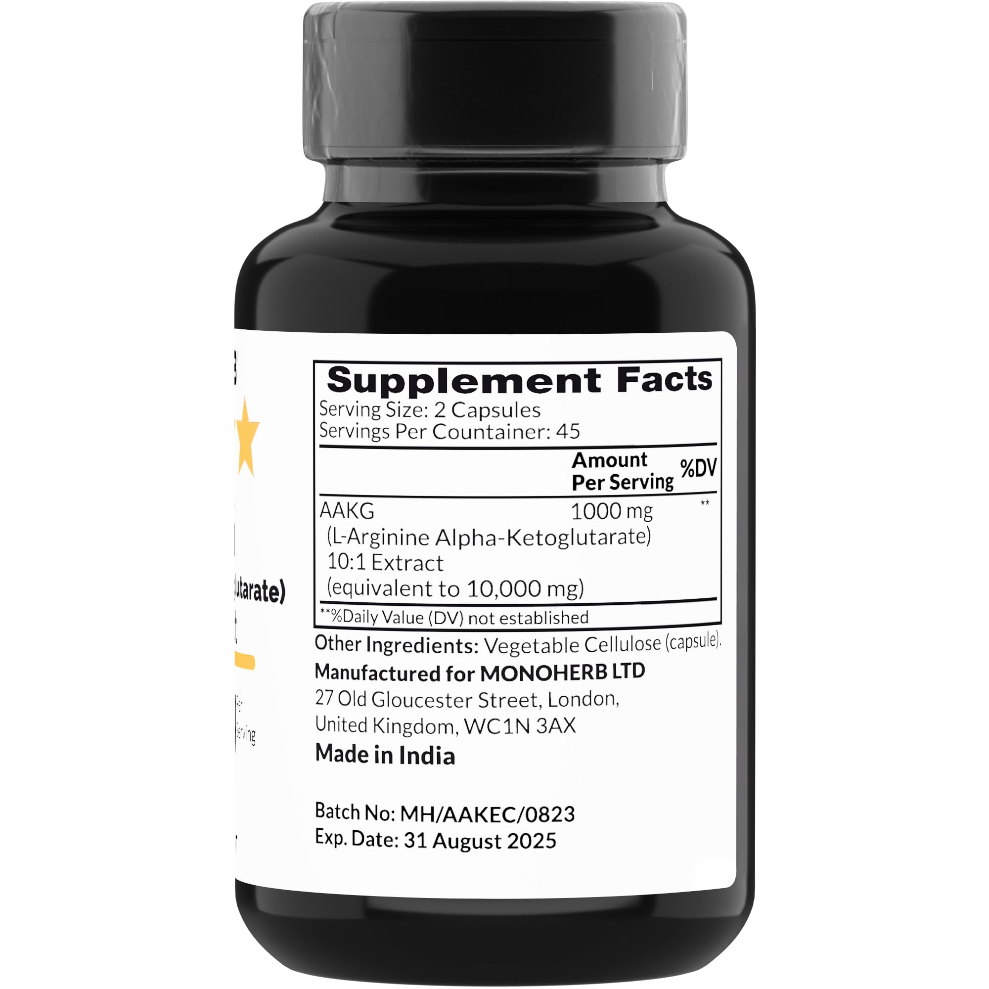 Close-up of L-Arginine Alpha-Ketoglutarate capsules (vegetarian)
