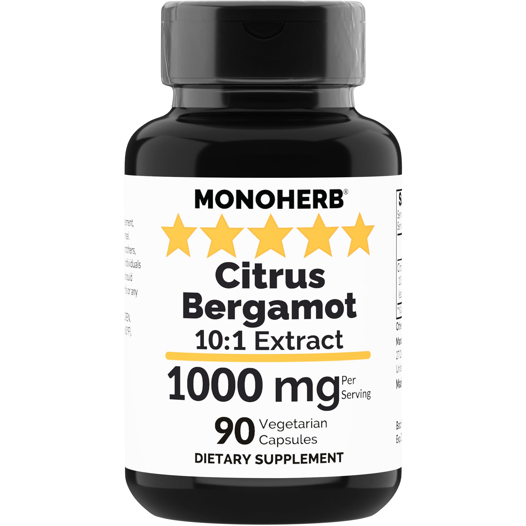 MONOHERB Citrus Bergamot Extract 1000 mg bottle with label