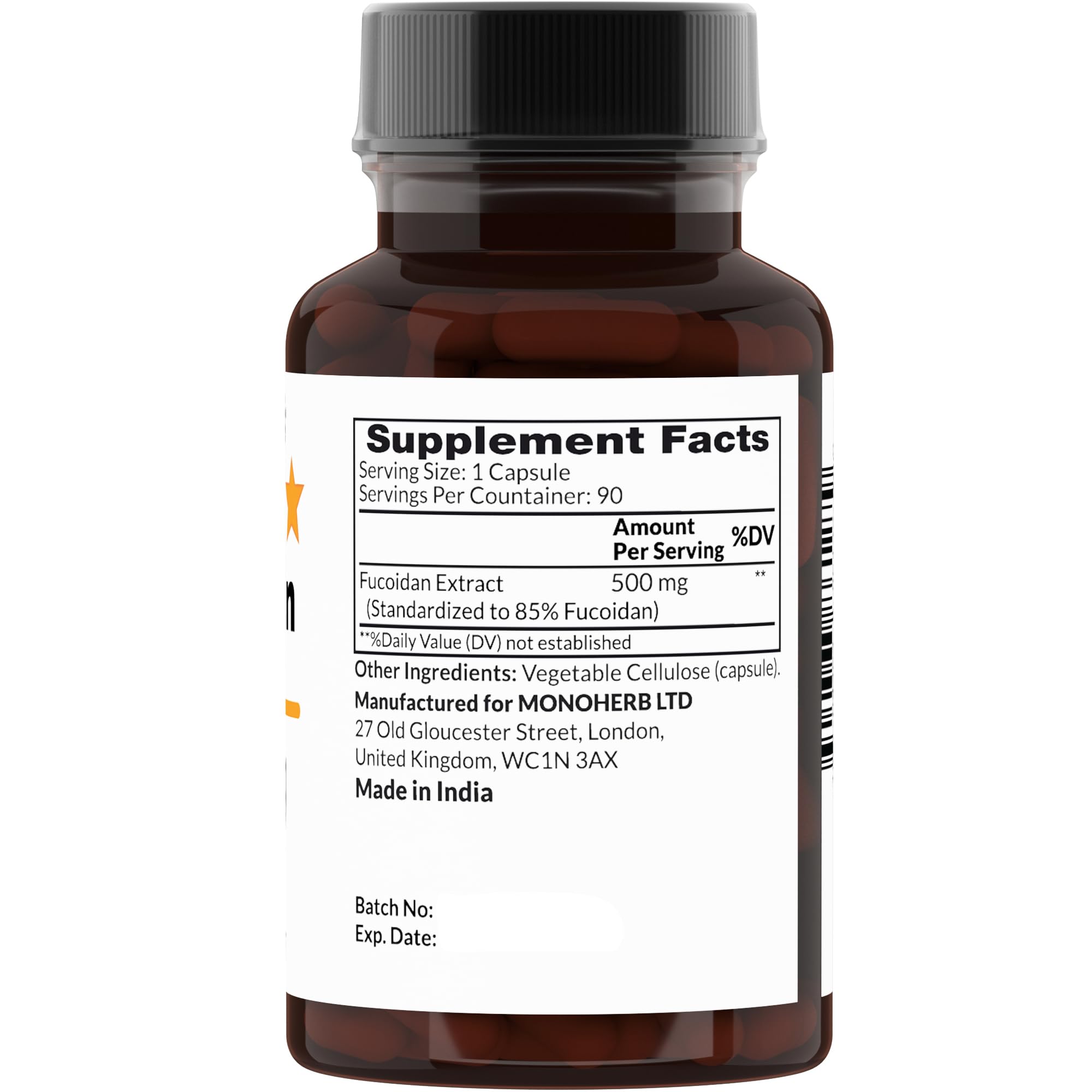 Close-up of Fucoidan 85% label