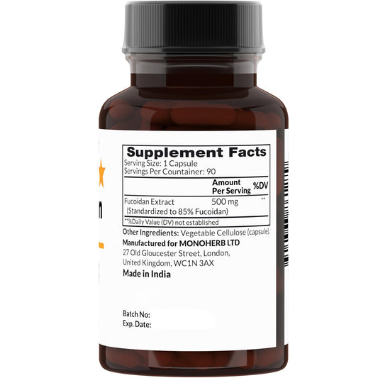 Close-up of Fucoidan 85% label