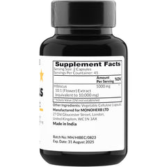 Hibiscus Extract 1000 mg capsules close-up front label