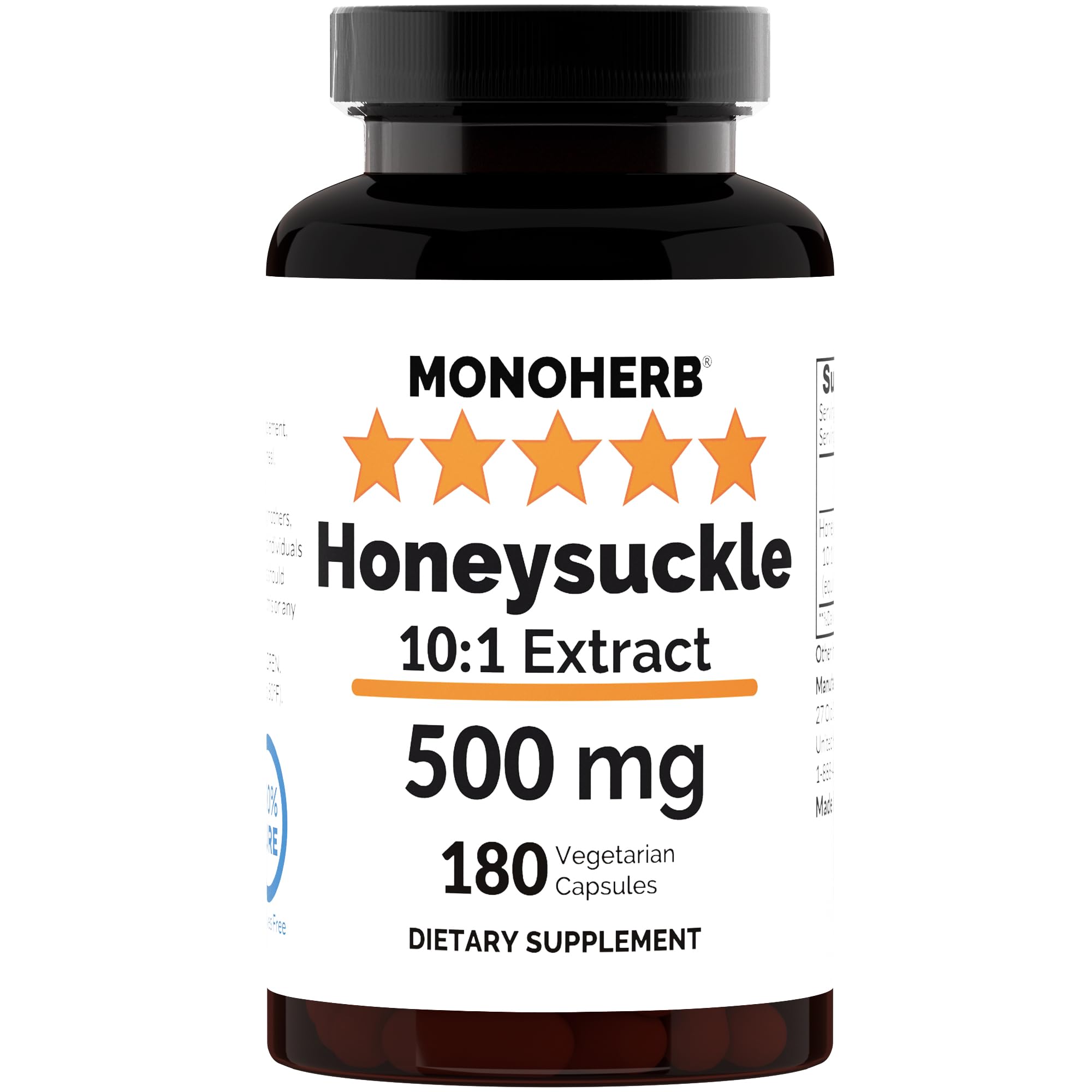 MONOHERB Honeysuckle Extract 500 mg - 180 capsules bottle