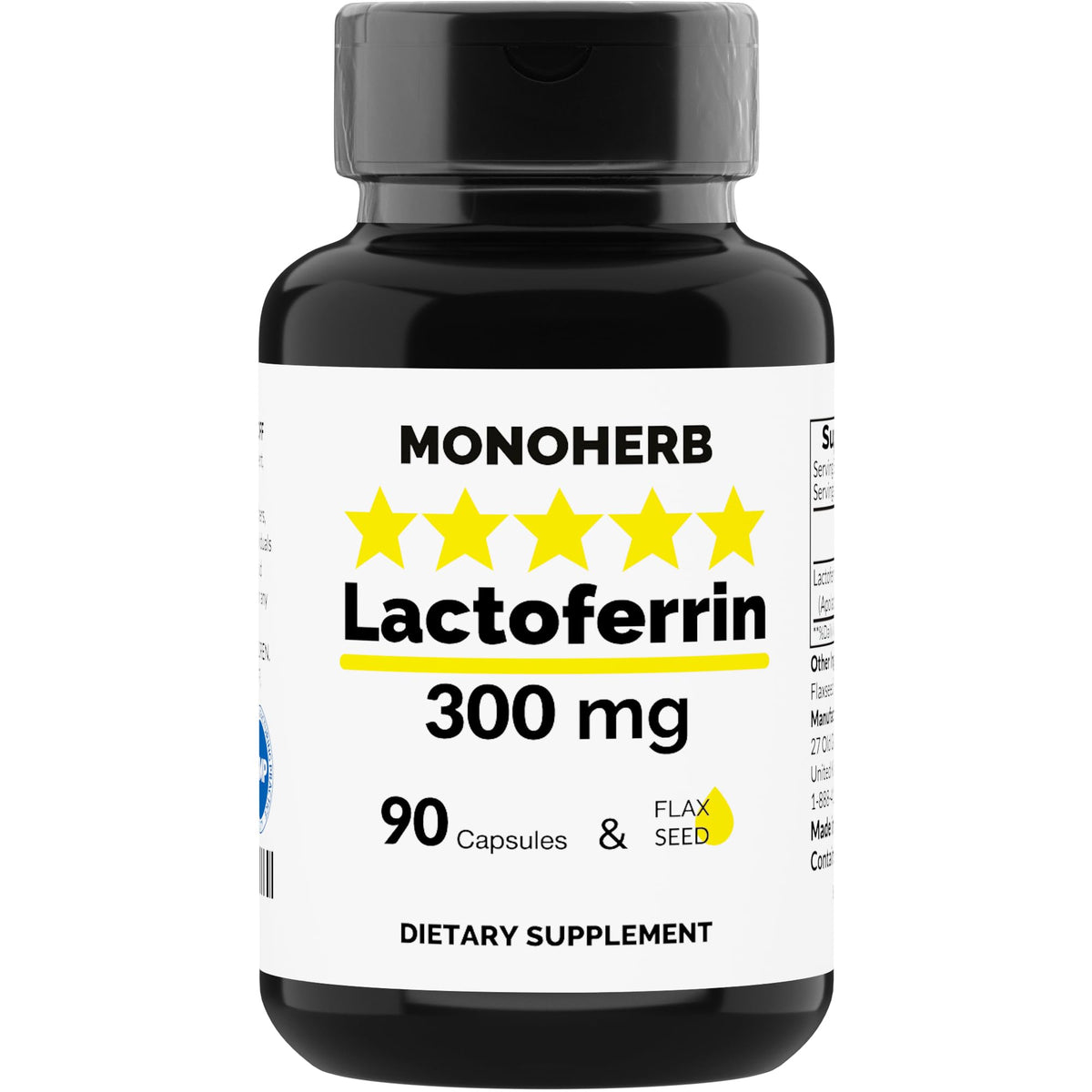 MONOHERB Lactoferrin 300 mg bottle label