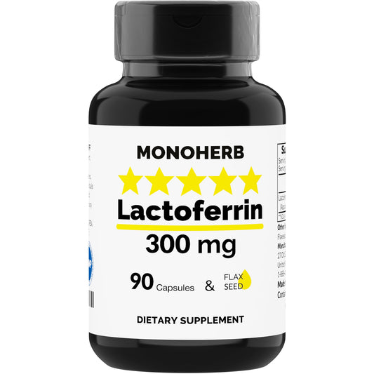 MONOHERB Lactoferrin 300 mg bottle label