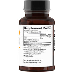 Close-up of MONOHERB NADH 5 mg capsules (side view)