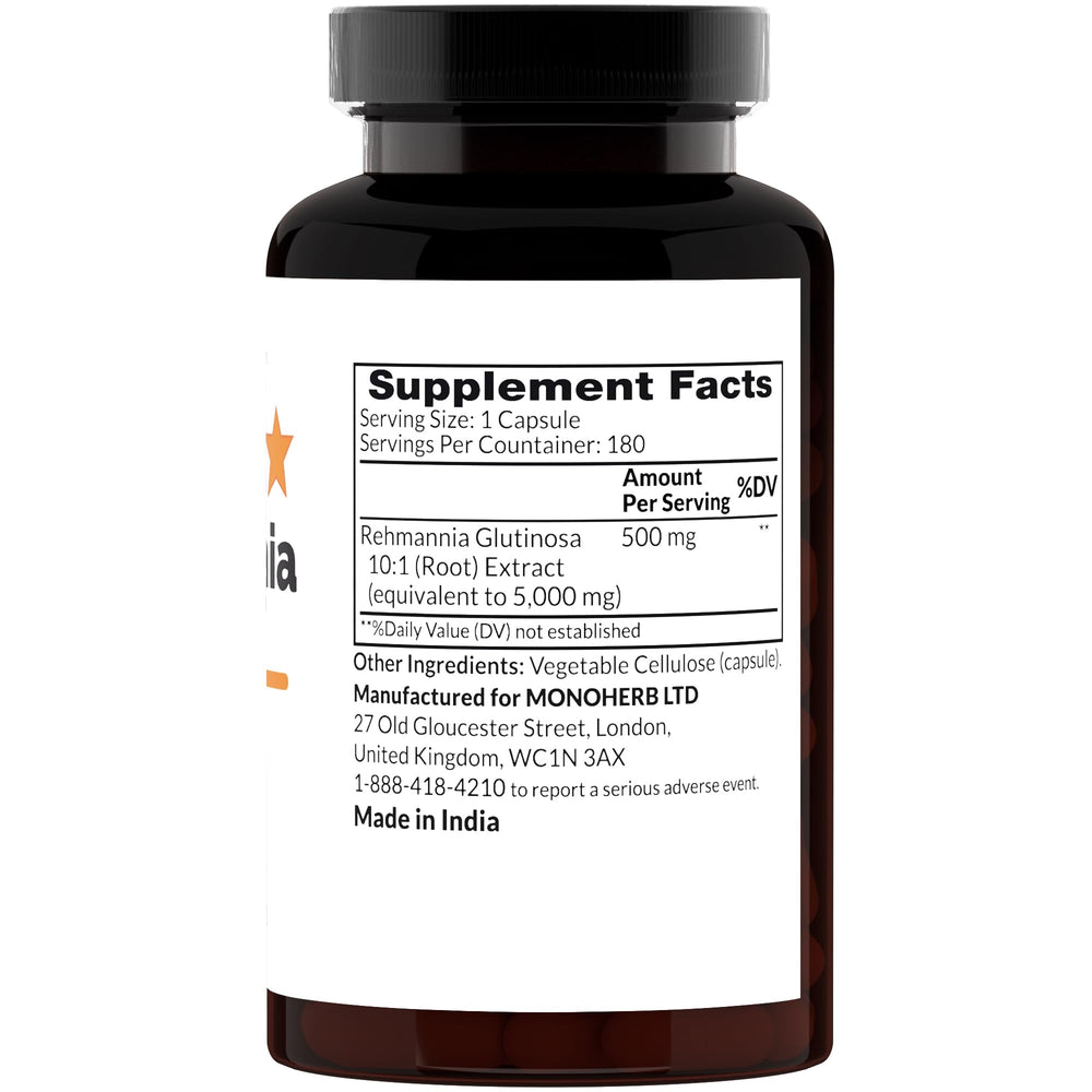 Rehmannia Extract 500 mg capsules, 180 servings