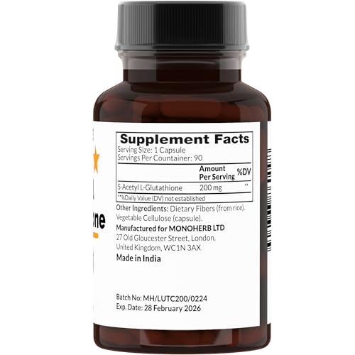 Close-up of S-Acetyl L-glutathione 200mg capsules