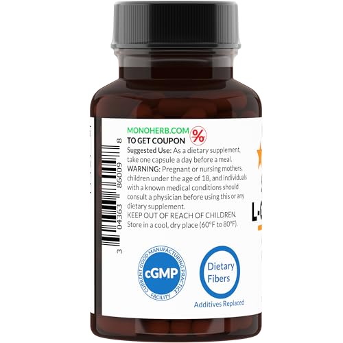 Supplement facts label for MONOHERB S-Acetyl L-glutathione 200mg
