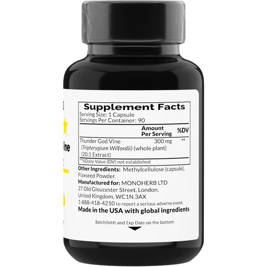 Thunder God Vine 20:1 extract with flaxseed extract in 90 vegan capsules