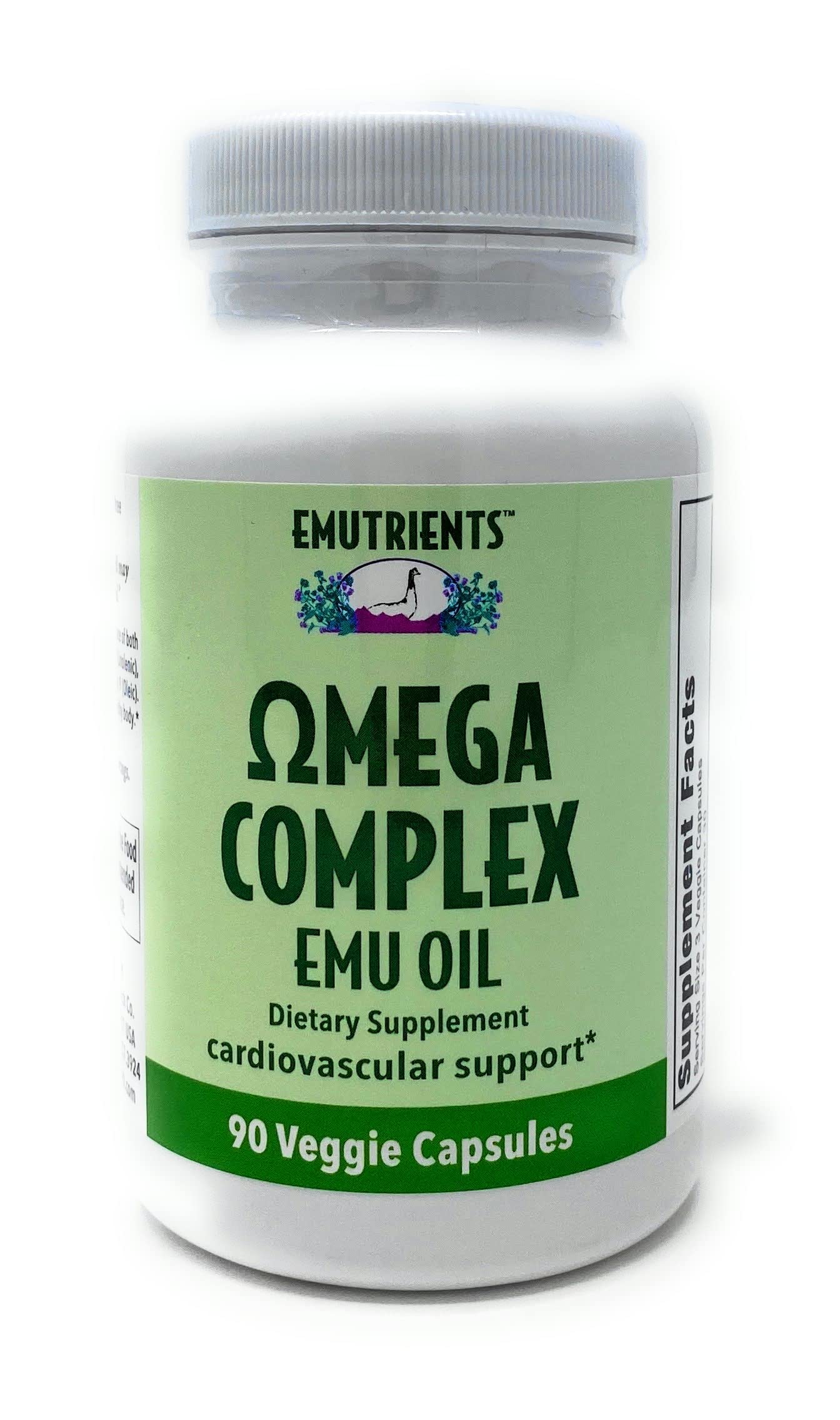 Montana Emu Ranch EMUtrients Omega Complex bottle with 90 veggie caps