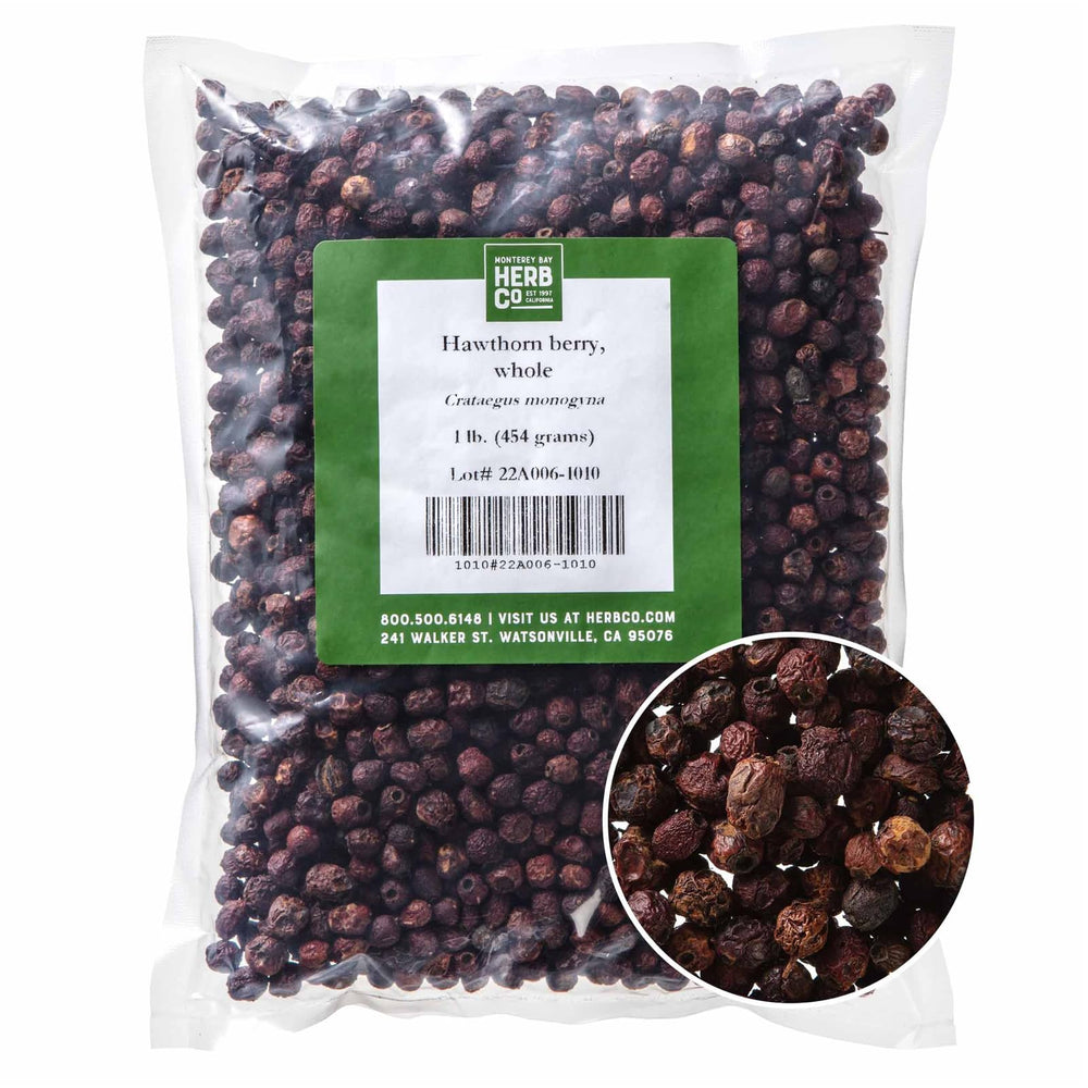 Whole dried hawthorn berries, 1 lb package