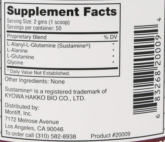 Close-up of Montiff Amino Starter powder and scoop