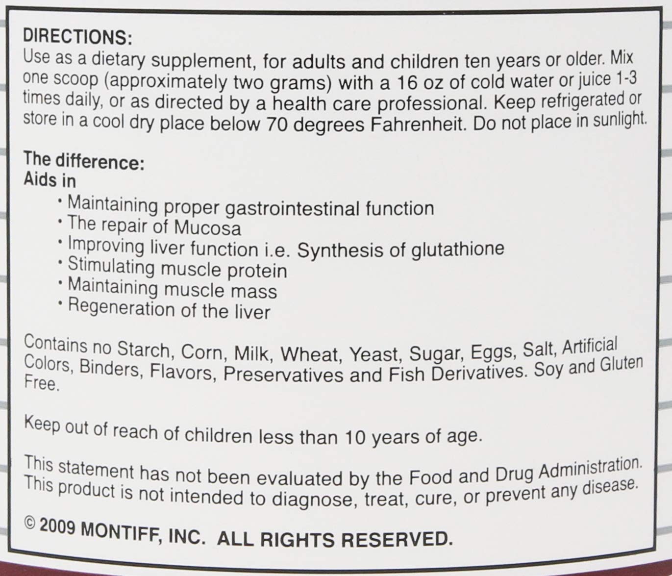 Montiff Amino Starter 100 GMS nutrition label and packaging