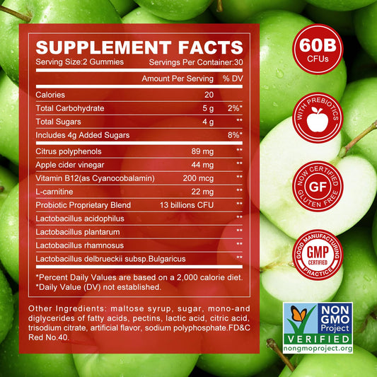 Close-up of Montue ACV gummies 60-count bottle