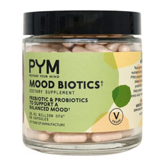 PYM Mood Biotics bottle label – 60 capsules
