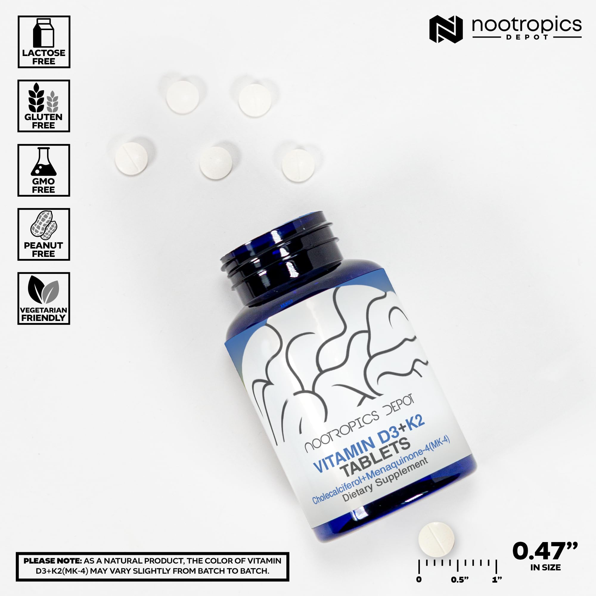 Graphic showing mood and energy benefits of D3 + K2 + Vitamin C