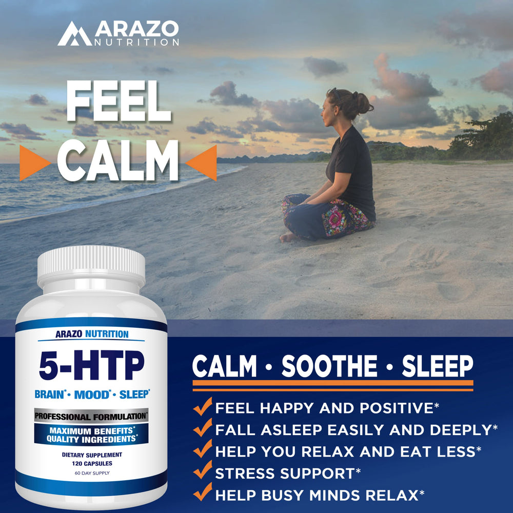 Mood and relaxation concept with 5-HTP capsules