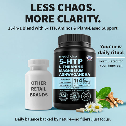 Close-up of the product label highlighting 5-HTP 200mg