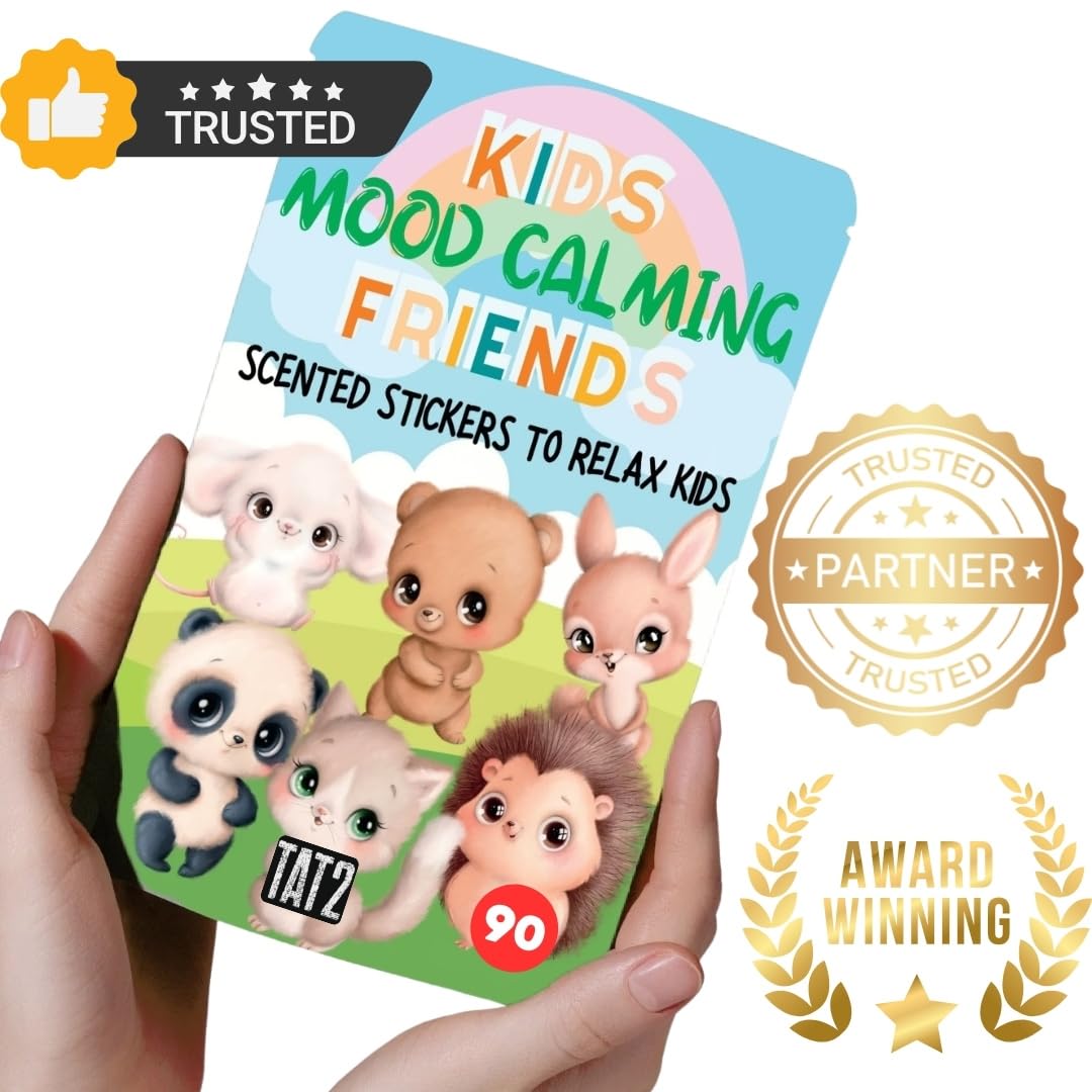 Kids and adults wearing mood calming stickers