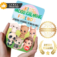 Kids and adults wearing mood calming stickers