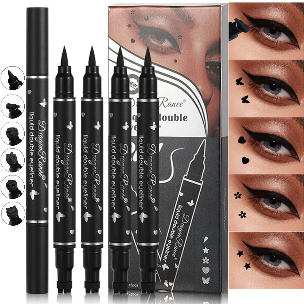 MooGlamor 5-pc black liquid eyeliner set for bold, lasting lines.
