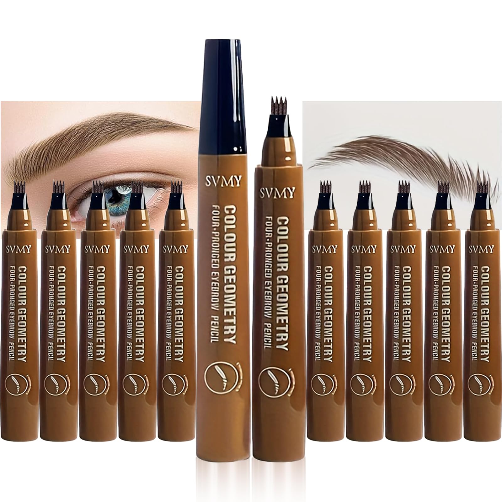 MooGlamor brow pencil 4-pronged set close-up showing precise tip for natural strokes