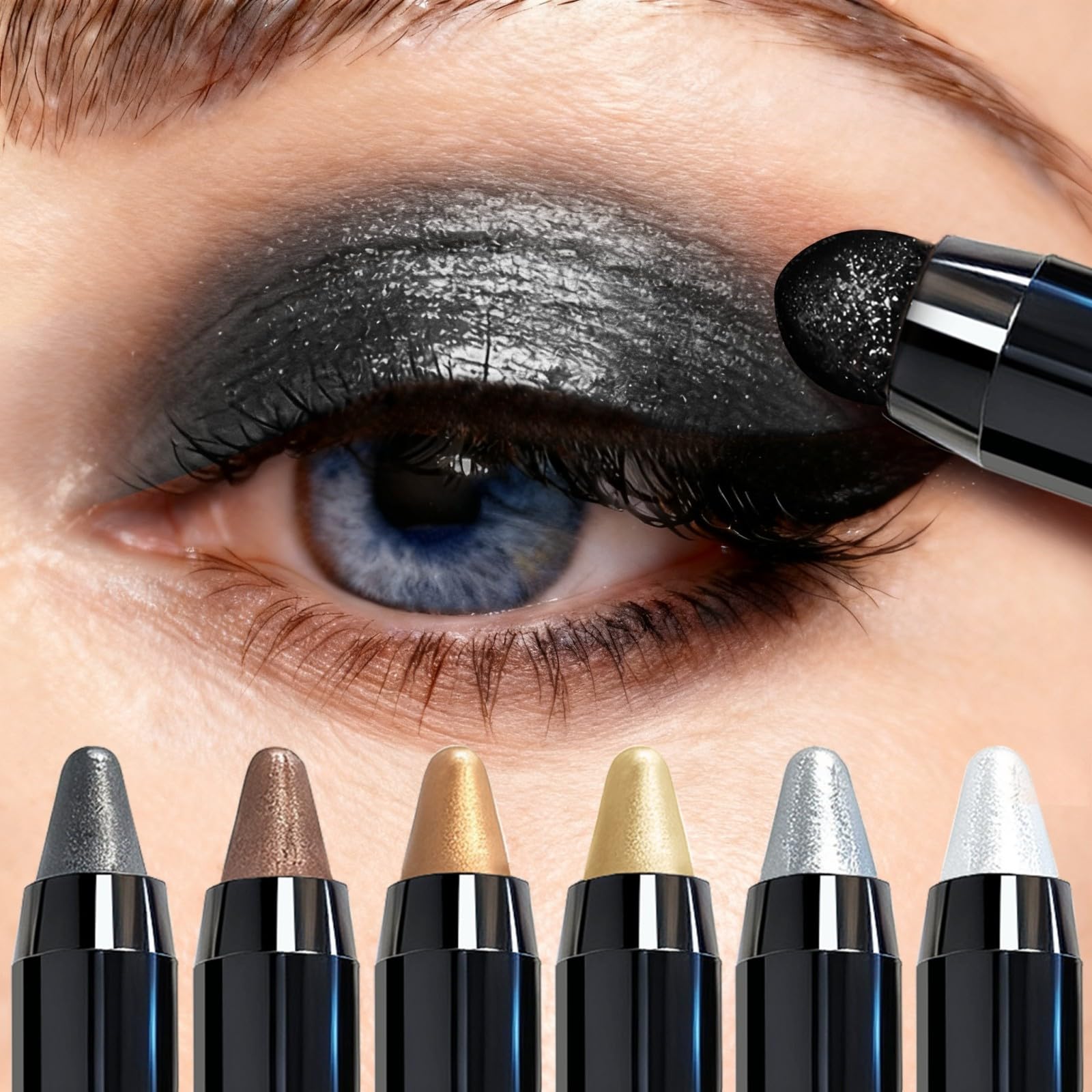MooGlamor pearl shimmer eyeshadow sticks create a dimensional eye effect.
