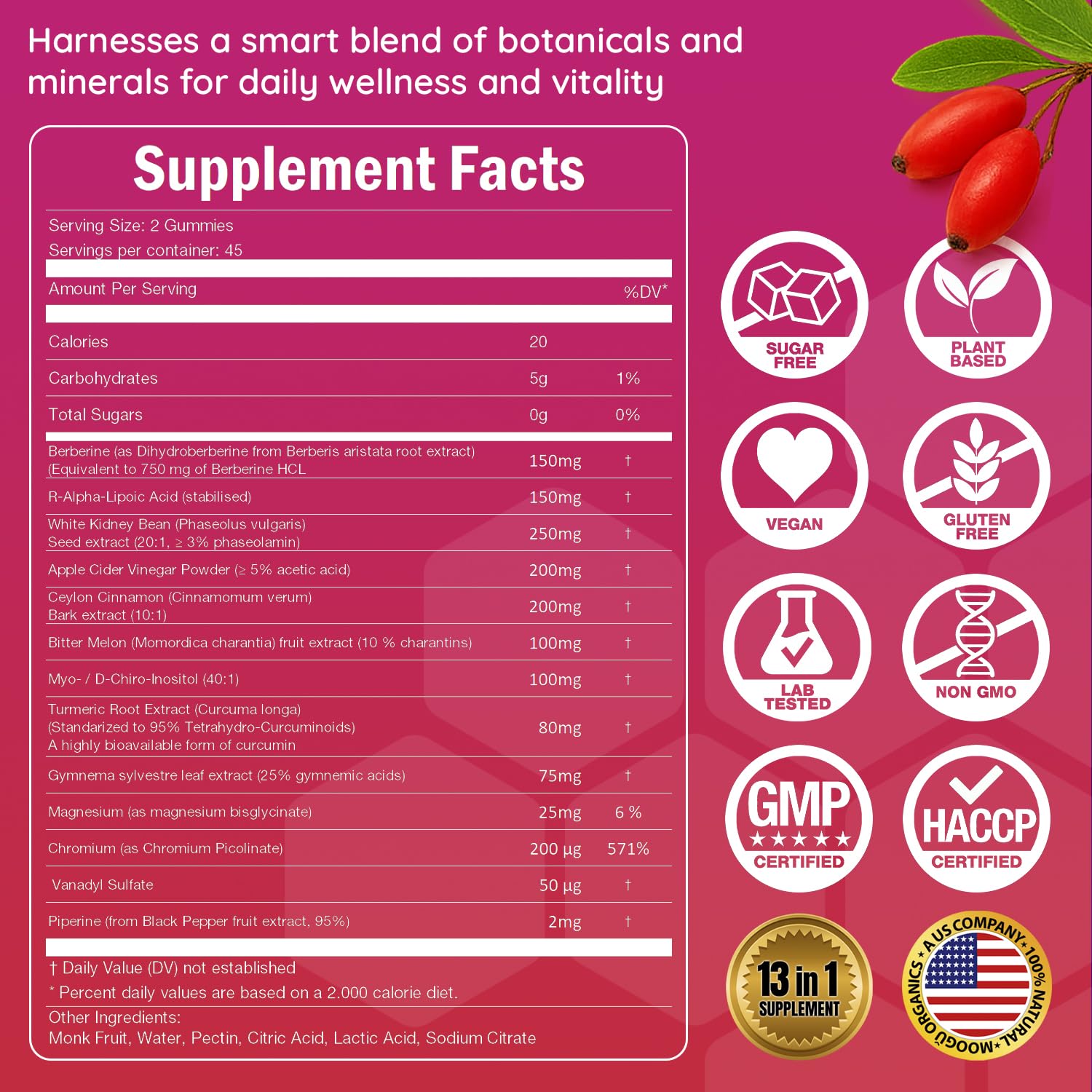 90-count Moogǔ Organics Berberine Gummies packaging box.