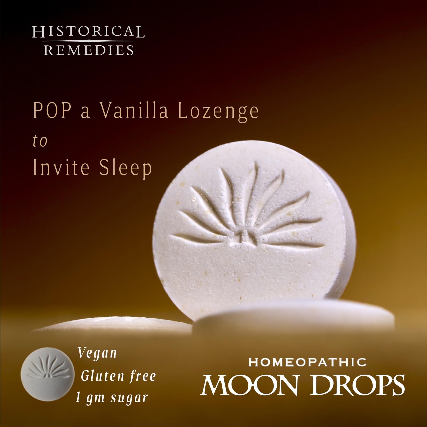 Close-up of vanilla Moon Drops lozenges