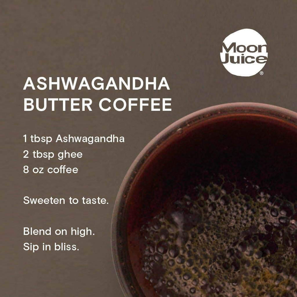 Moon Juice Ashwagandha stress and focus support for daily life.