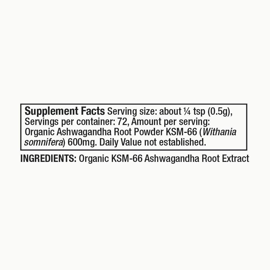 Moon Juice Ashwagandha KSM-66 root powder supports stress management.