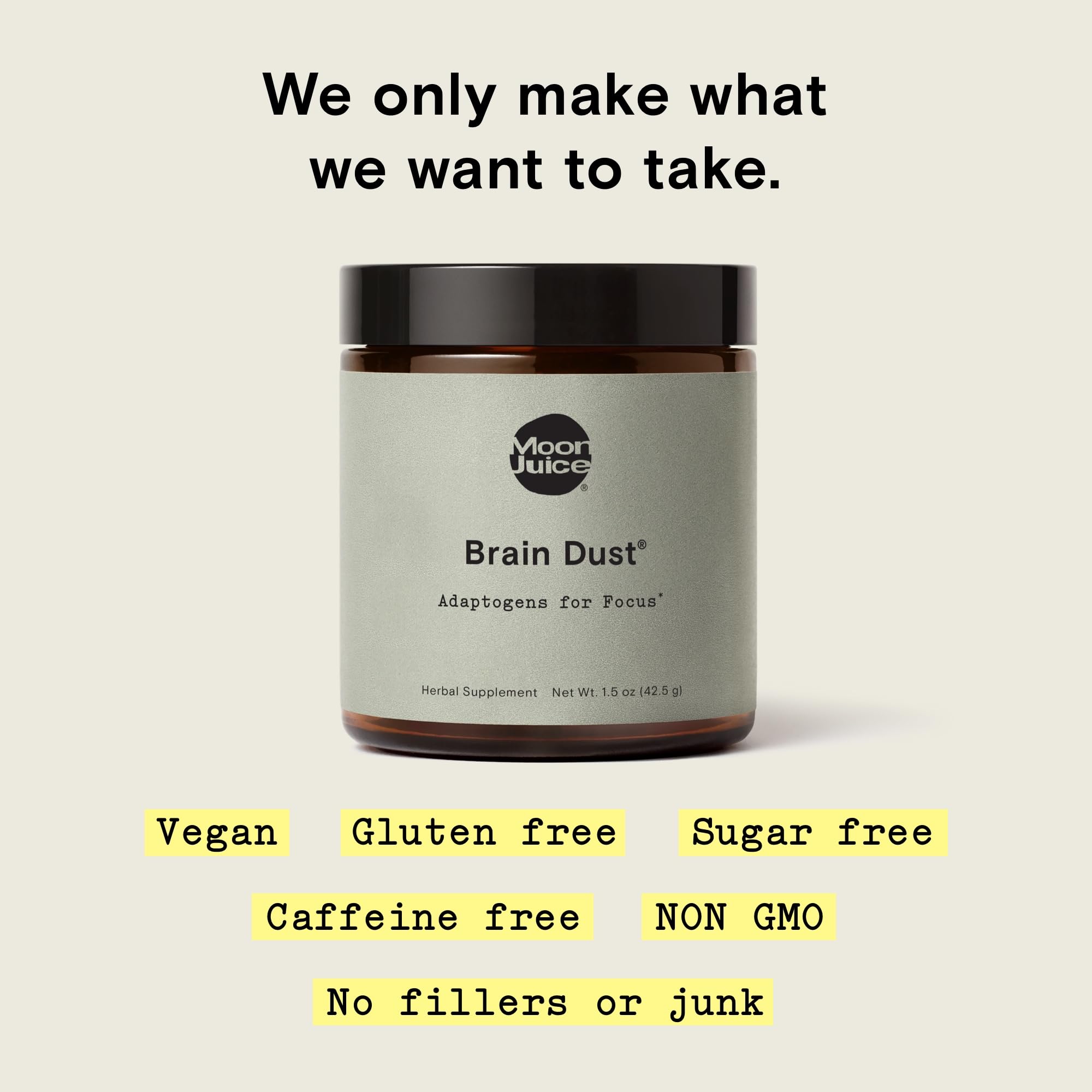 Close-up of Brain Dust ingredients including ginkgo and rhodiola