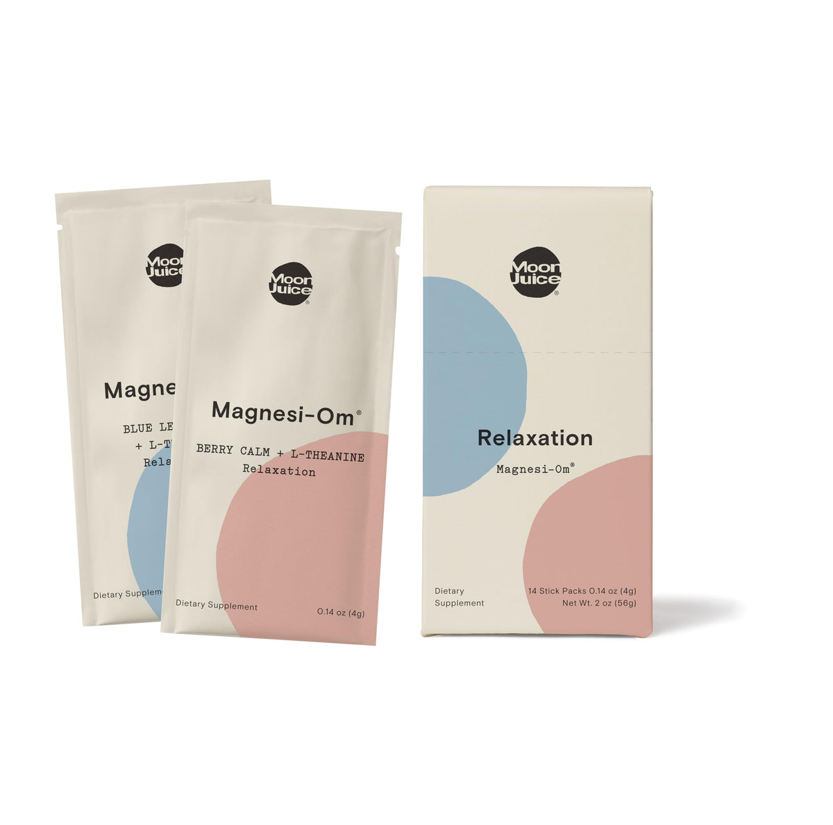 Moon Juice Magnesi-Om Berry & Blue Lemon sticks dissolving in water